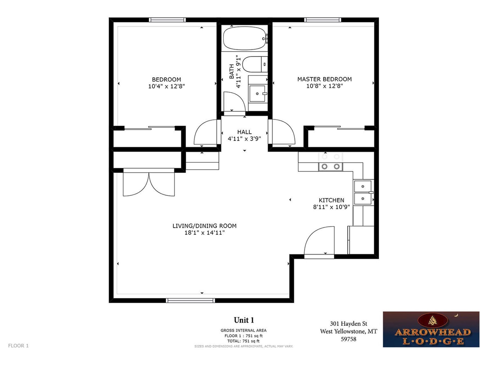 Floor Plan for Arrowhead Condos Unit 1